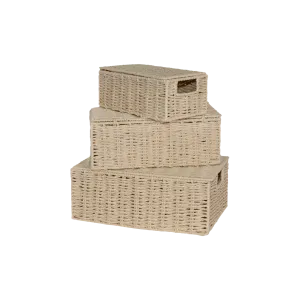 Beige Paper Rope Storage Hamper Basket