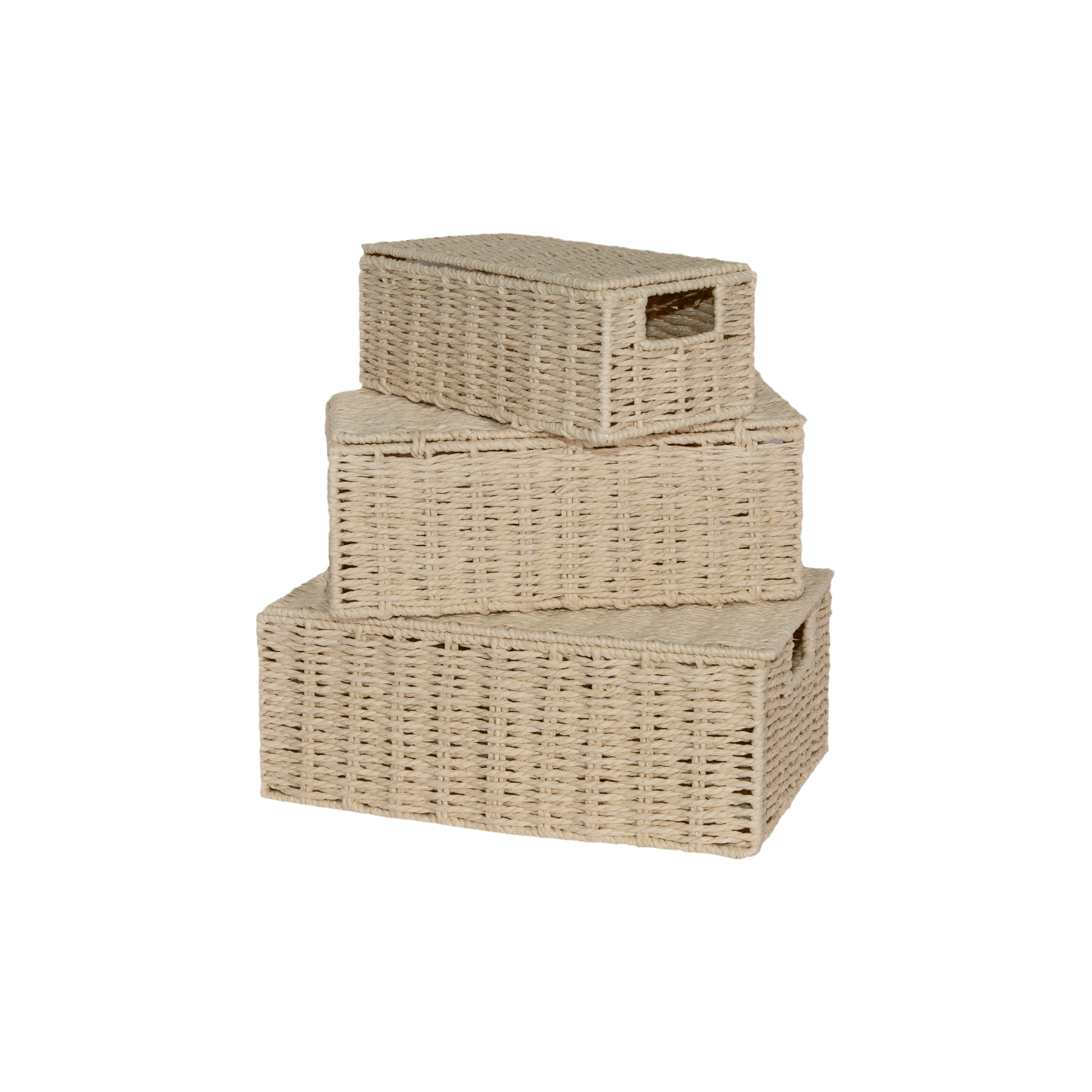 Beige Paper Rope Storage Hamper Basket