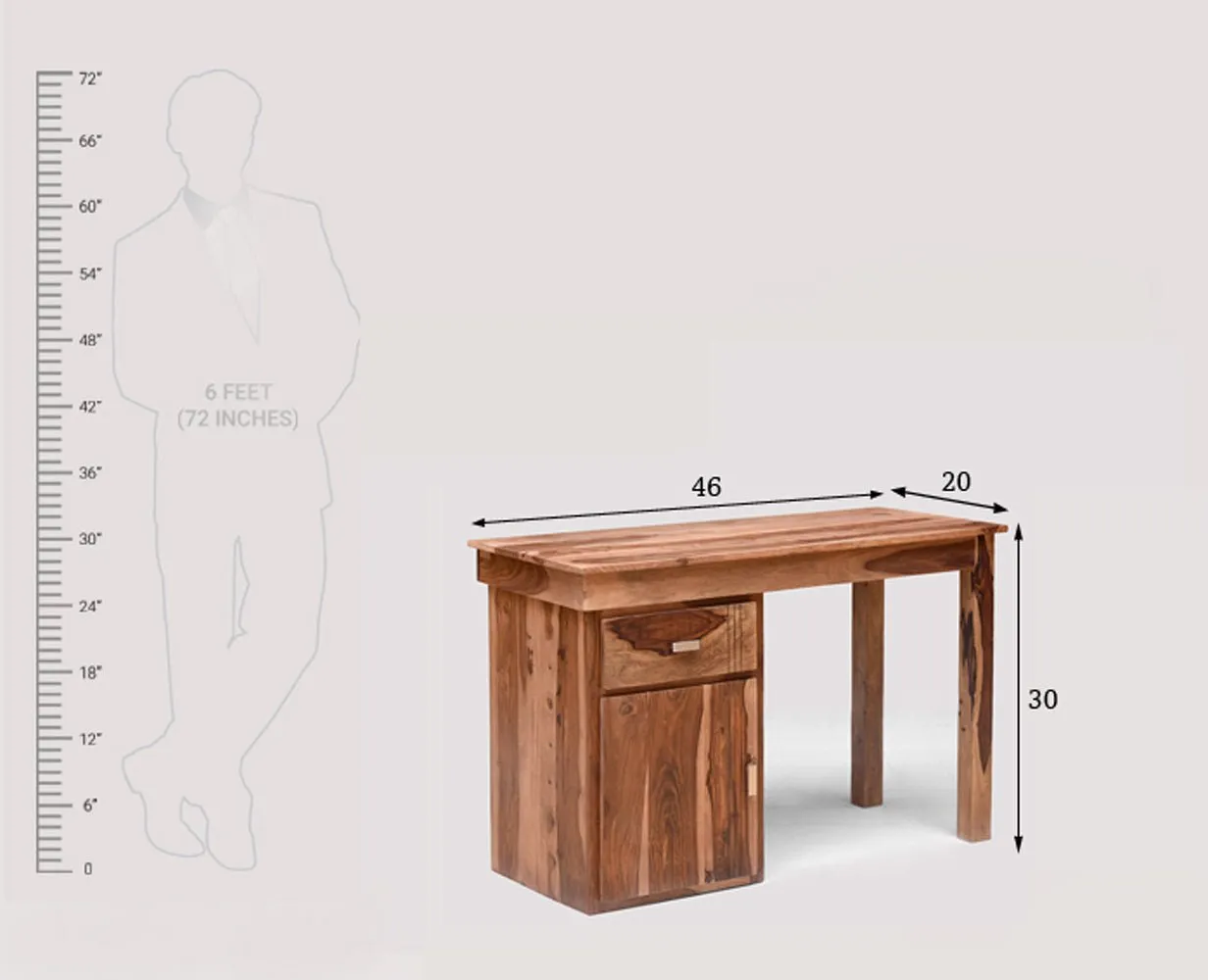 Cabinda Solid Wood Writing Study Table, Study Laptop Desk with Drawer
