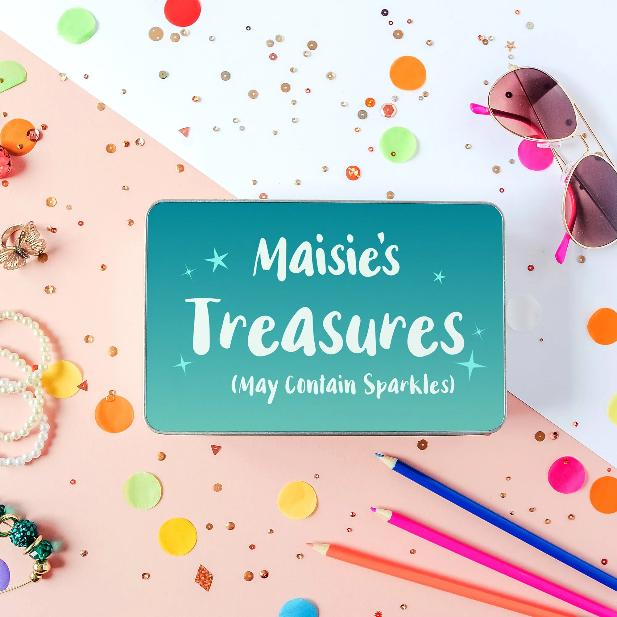 Children's Personalised 'Treasures' Storage Tin