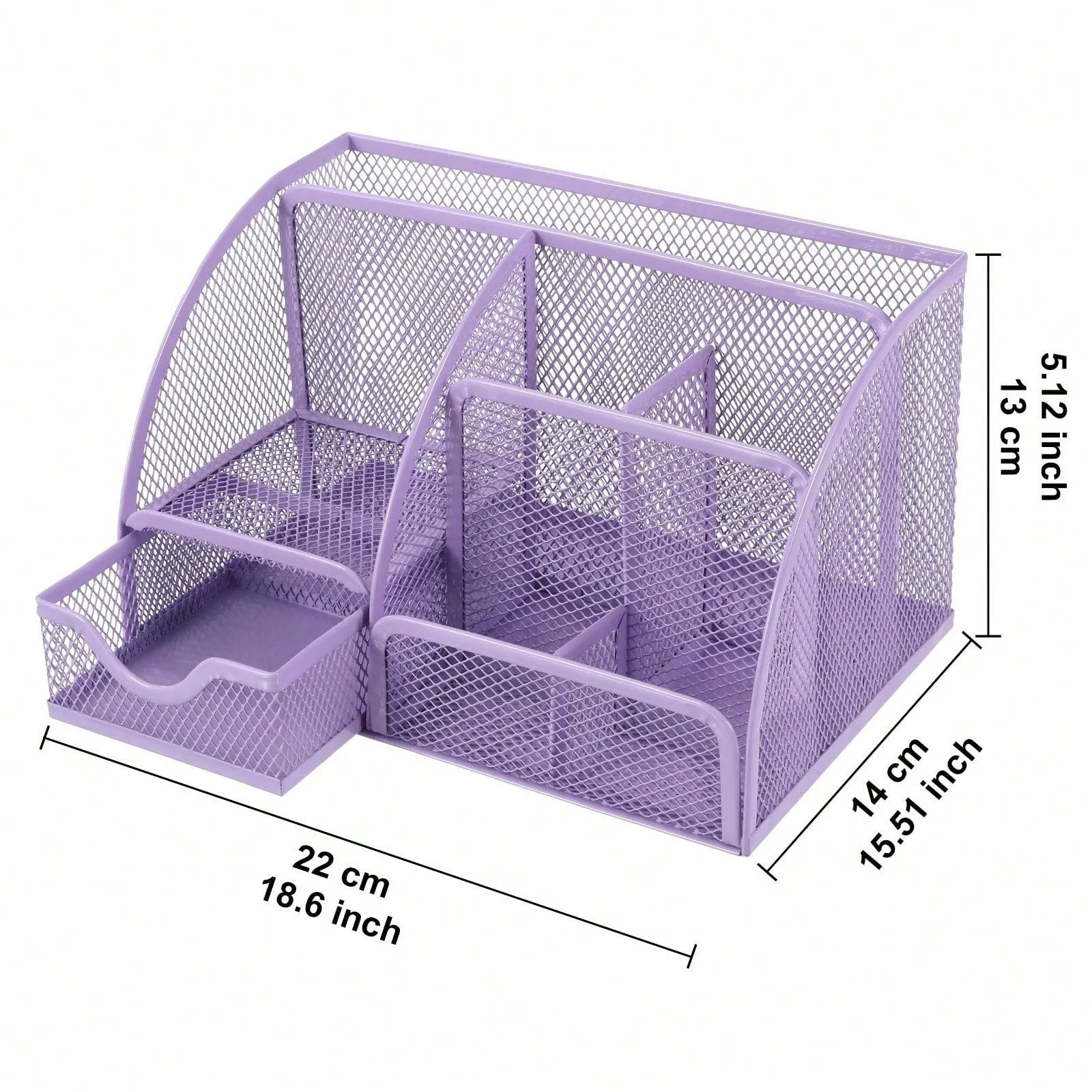 Desk Drawer Organizer, Classic Mesh Drawer, Metal Pen Holder, Large Space, Multipurpose Desk Organizer For Office, Home, School Supplies (lilac 1 Pack)