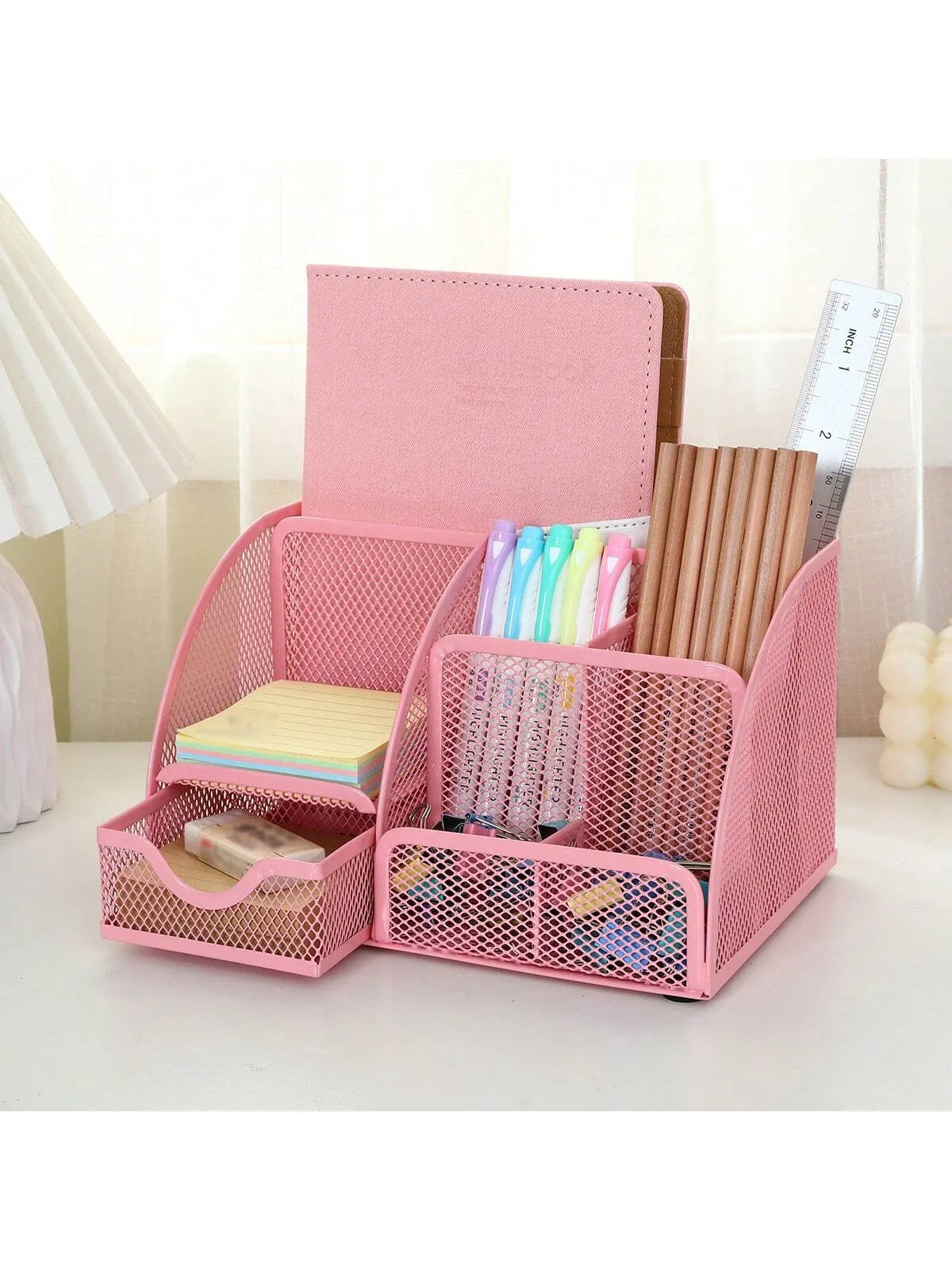 Desk Drawer Organizer, Classic Mesh Drawer, Metal Pen Holder, Large Space, Multipurpose Desk Organizer For Office, Home, School Supplies (lilac 1 Pack)