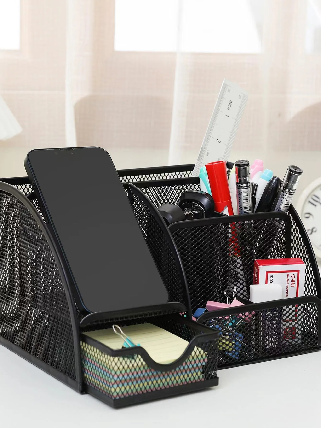 Desk Drawer Organizer, Classic Mesh Drawer, Metal Pen Holder, Large Space, Multipurpose Desk Organizer For Office, Home, School Supplies (lilac 1 Pack)