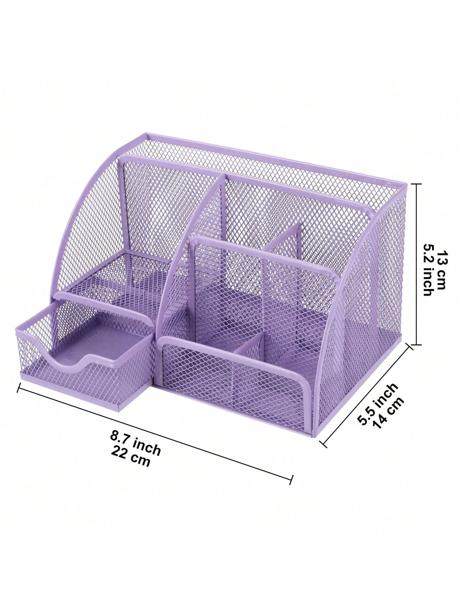 Desk Drawer Organizer, Classic Mesh Drawer, Metal Pen Holder, Large Space, Multipurpose Desk Organizer For Office, Home, School Supplies (lilac 1 Pack)