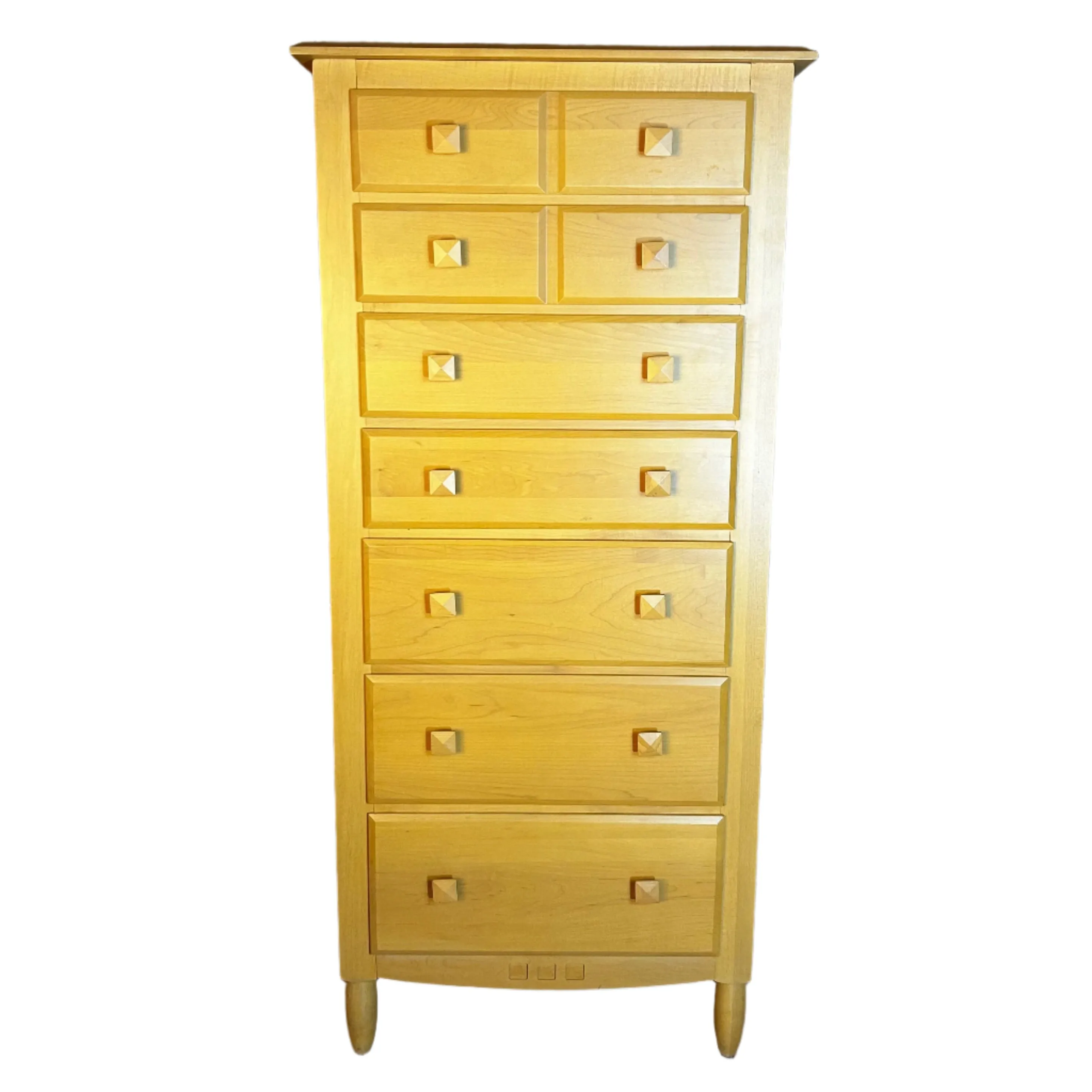 Ethan Allen Dresser, Tall, Narrow, Blond Wood, Seven-Drawer