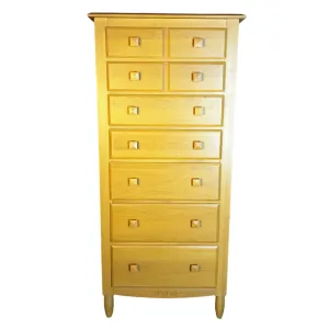 Ethan Allen Dresser, Tall, Narrow, Blond Wood, Seven-Drawer