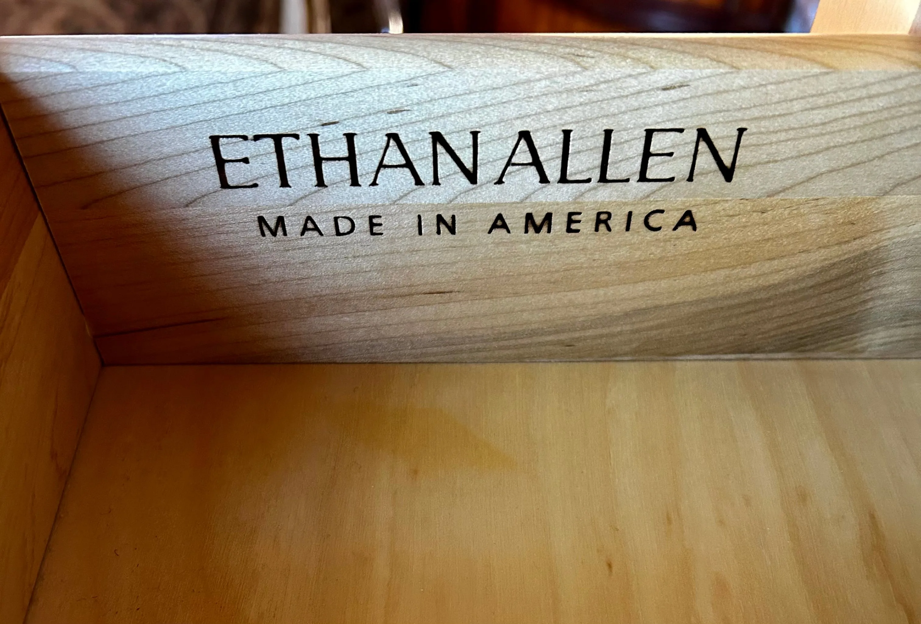 Ethan Allen Dresser, Tall, Narrow, Blond Wood, Seven-Drawer