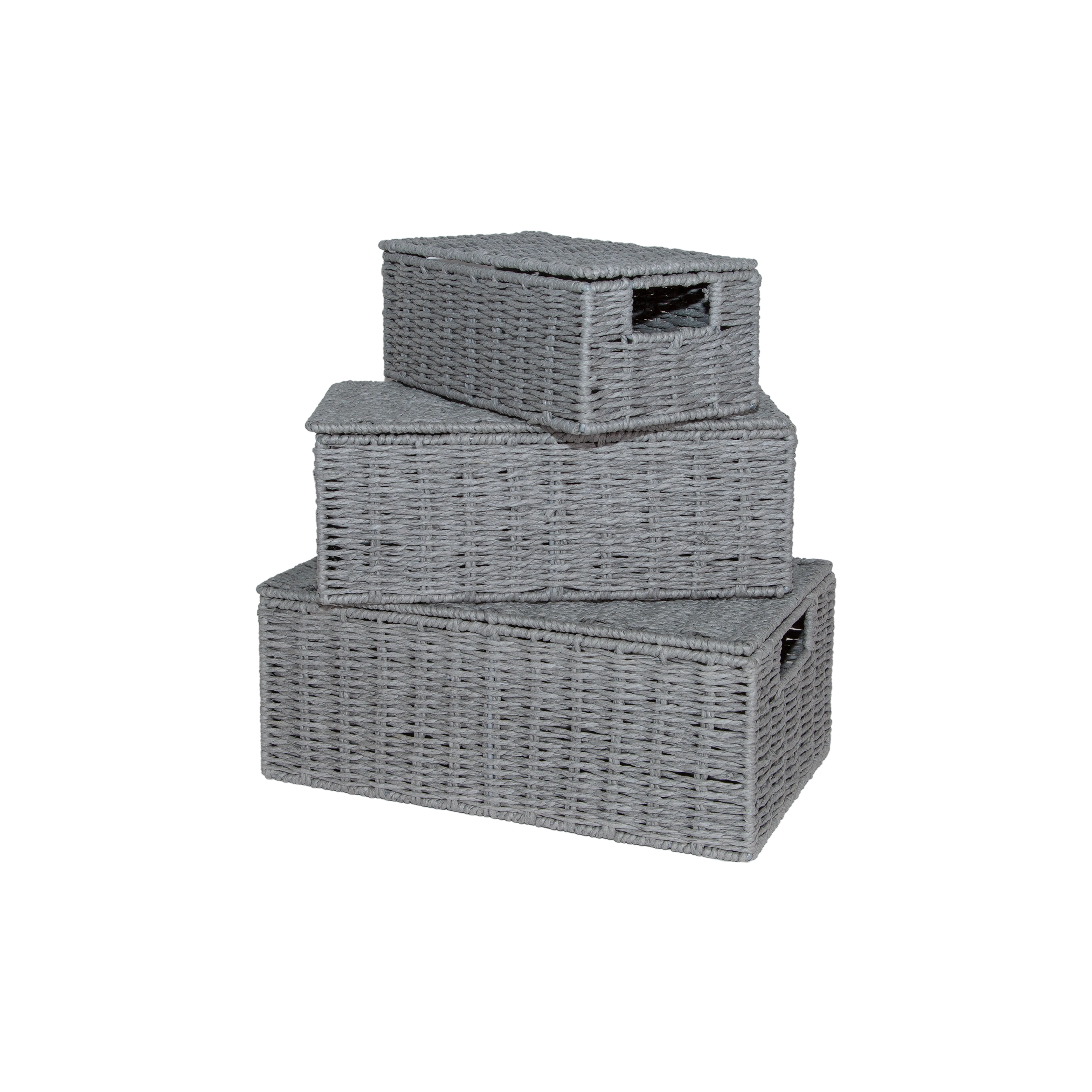 Grey Paper Rope Storage Hamper Basket