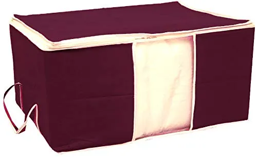 Kuber Industries 12 Piece Non Woven Underbed Storage Bag, Storage Organiser, Blanket Cover with Transparent Window, Extra Large, Maroon & Royal Blue CTKTC134541