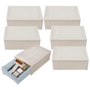Kuber Industries Medium Drawer/Cabinet Box|Plastic Desk Orgnizer|Storage Organizer For Cosmetic, Stationery,Small Items|Pink|Pack of 6
