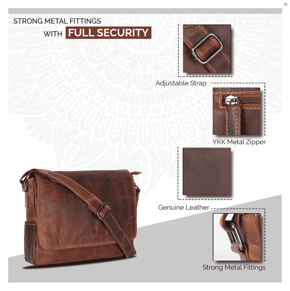 Leather Messenger Bag Mini 11" Sandal