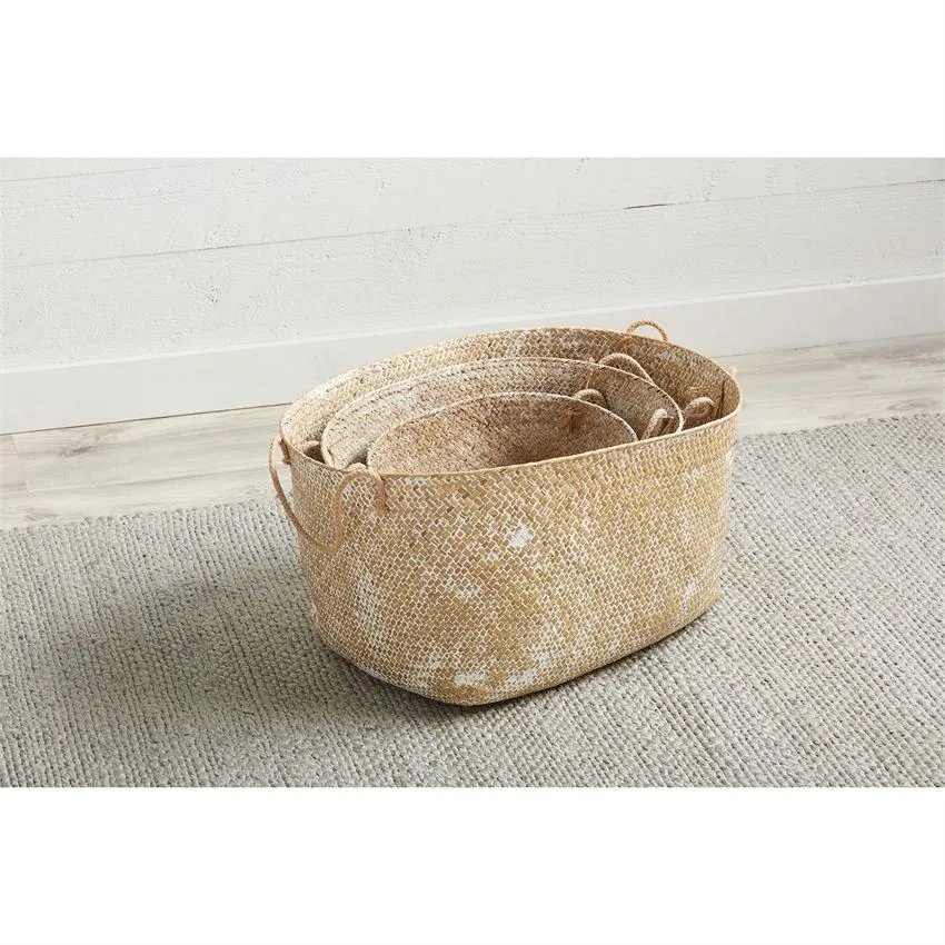 Mudpie Seagrass Firm White Wash Baskets