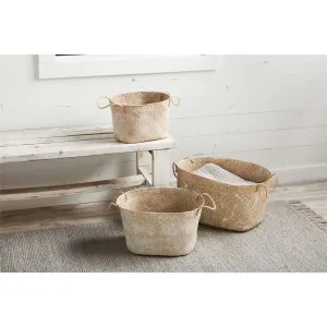 Mudpie Seagrass Firm White Wash Baskets