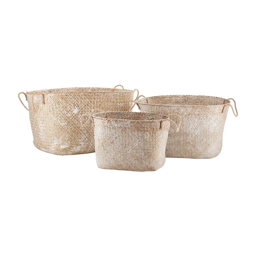 Mudpie Seagrass Firm White Wash Baskets