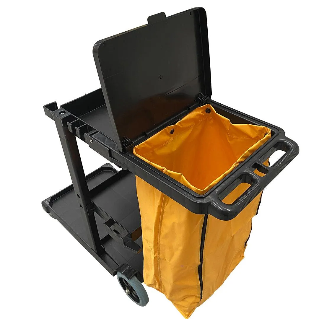 Pegasus Cleaning Plastic Janitor Cart with Bag and Cover