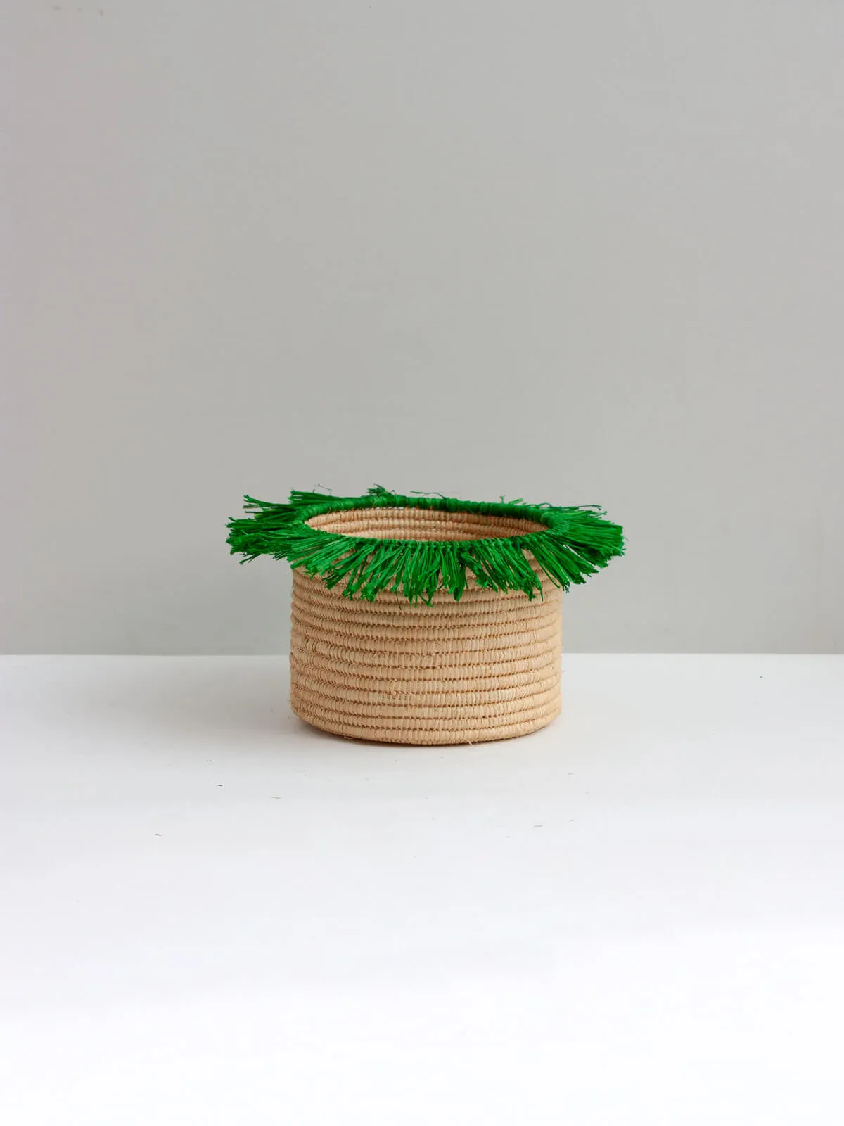 Raffia Tassel Storage Pots, Green