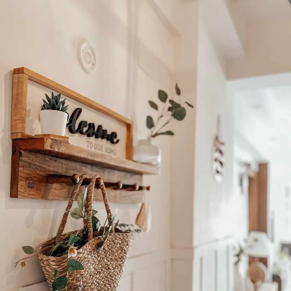 Shelf-Cum-Coat Hanger | Seasoned Mango Wood | Smart Home Utility | 24 Inches