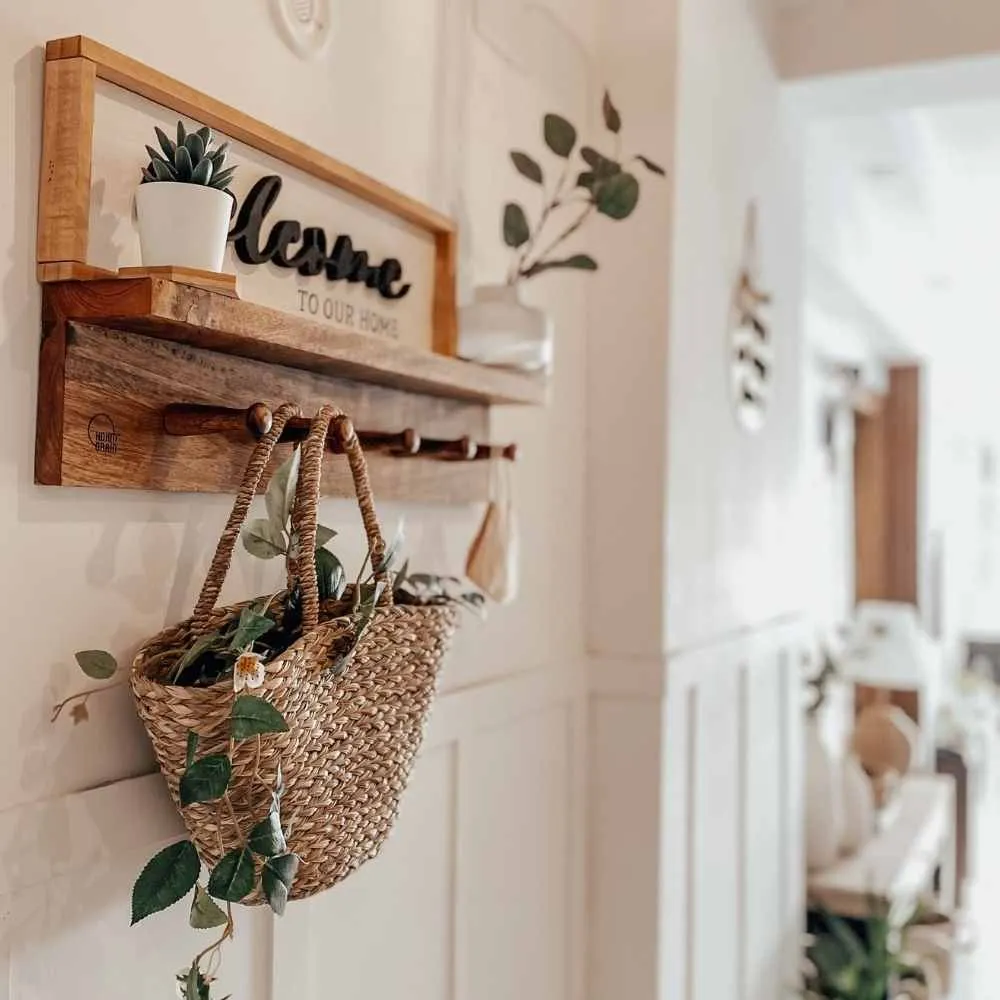 Shelf-Cum-Coat Hanger | Seasoned Mango Wood | Smart Home Utility | 24 Inches