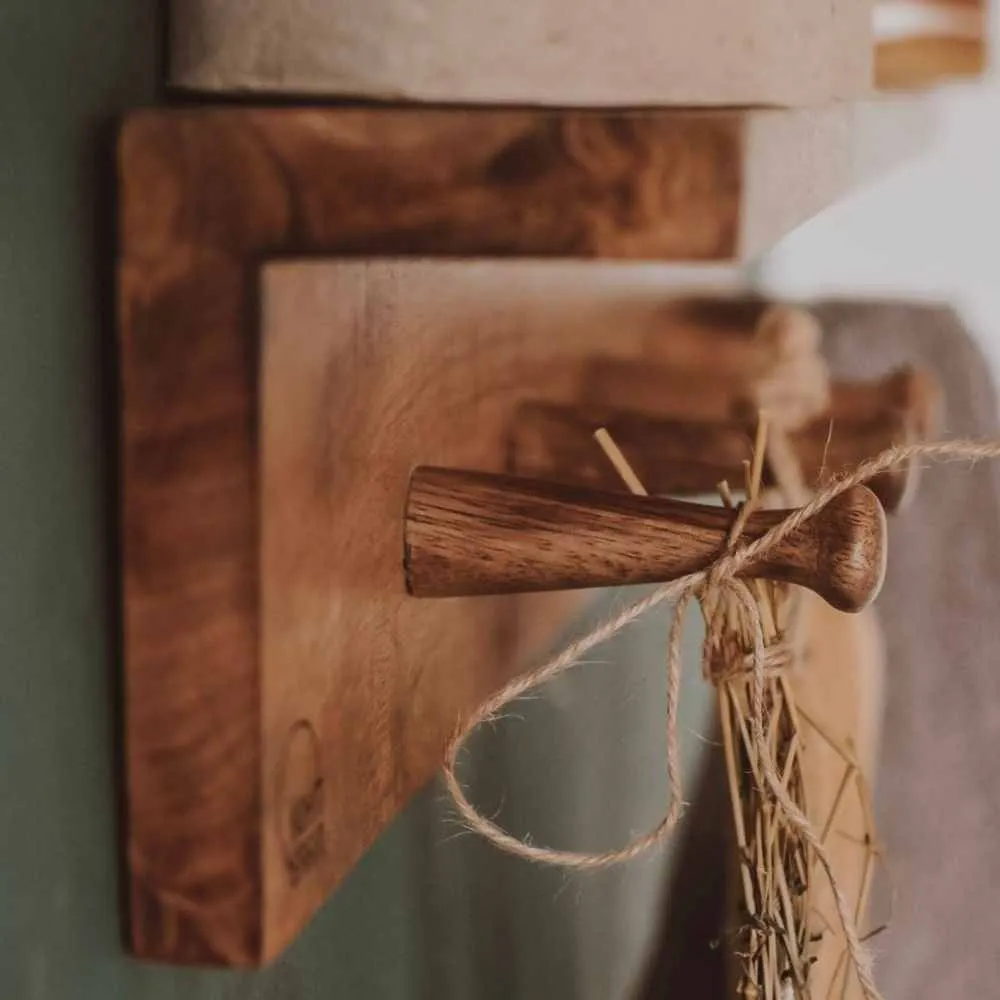 Shelf-Cum-Coat Hanger | Seasoned Mango Wood | Smart Home Utility | 24 Inches