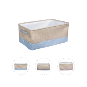 Two-Tone Fabric Storage Basket with Handle